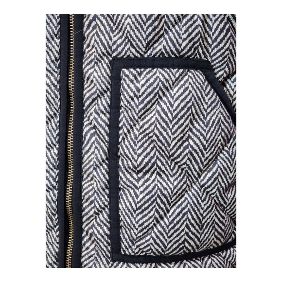 J.Crew Herringbone Excursion Quilted Puffer Vest XS Black White Classic - Picture 5 of 10